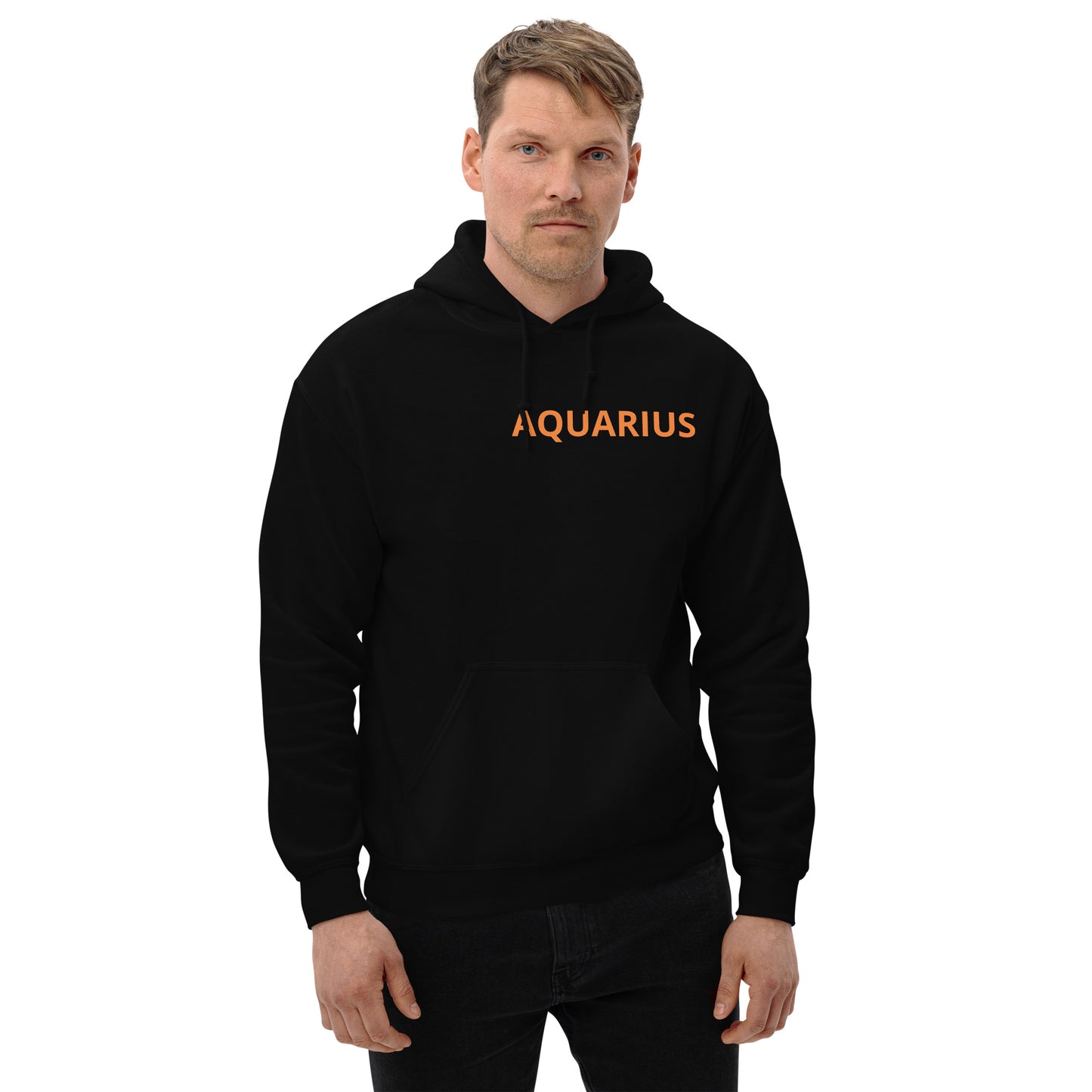 Orange on Gray Aquarius Hoodie - Loose Fit