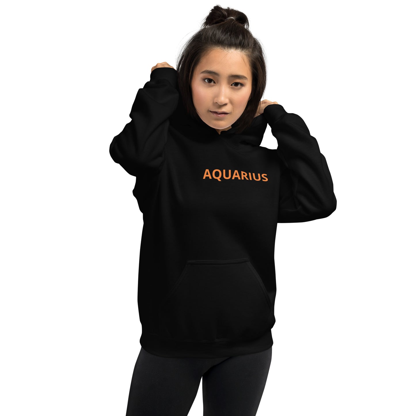 Orange on Gray Aquarius Hoodie - Loose Fit