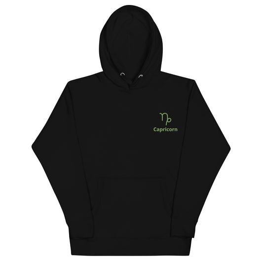 Green on black Capricorn Hoodie