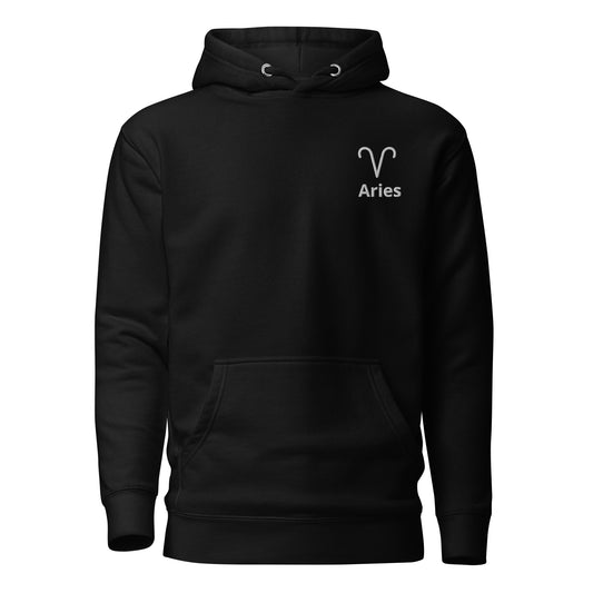 Aries Hoodie - White on Black