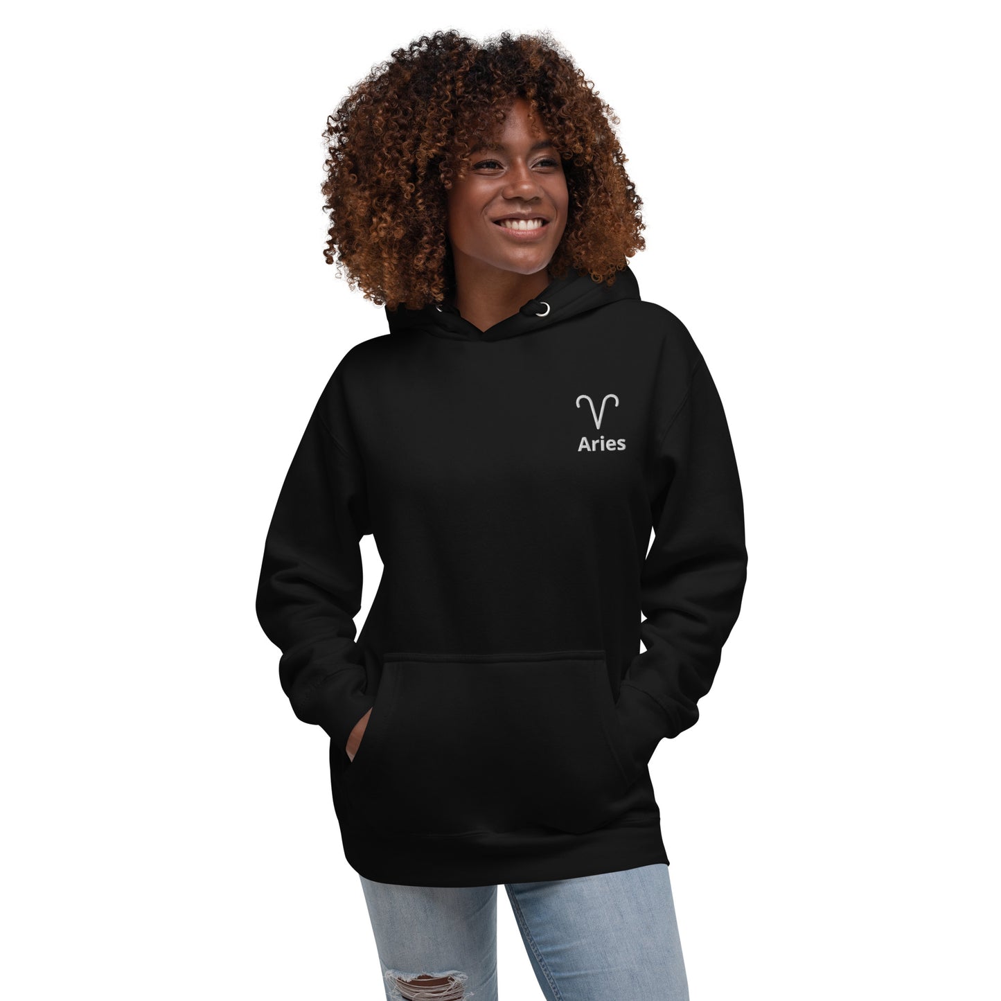 Aries Hoodie - White on Black