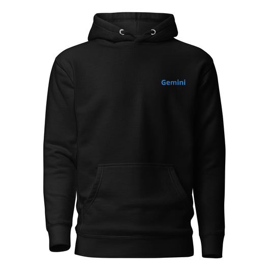 Gemini Black Embroidered Unisex Hoodie