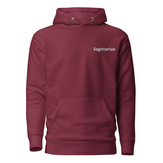 Sagittarius Maroon Embroidered Unisex Hoodie